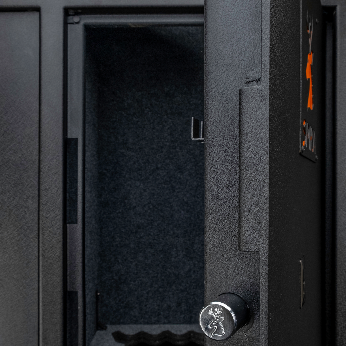 Close-up of the Spika SDD safe interior compartment with stag-stamped locking bolt