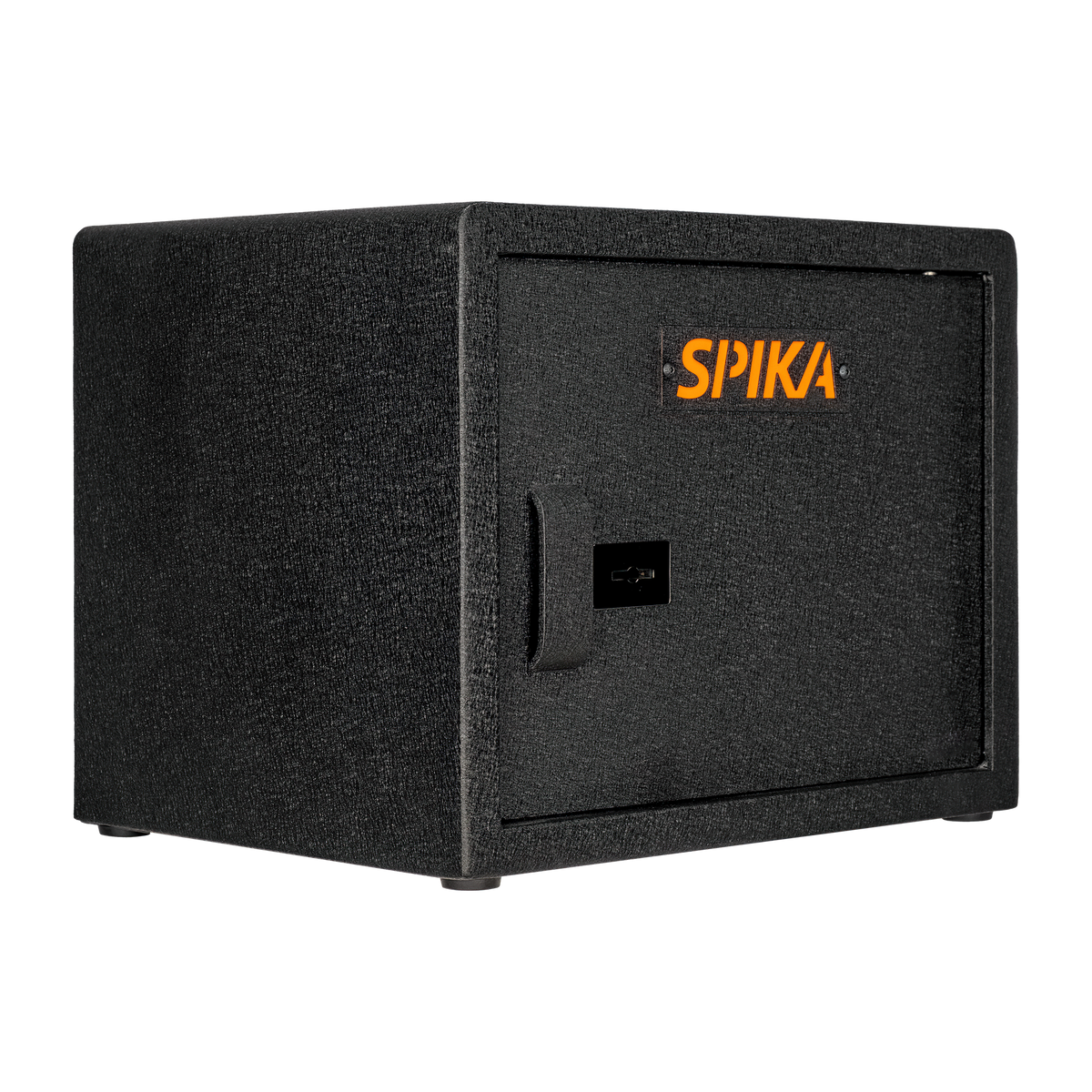 Spika SPK key pistol safe, angled side view showing textured black finish