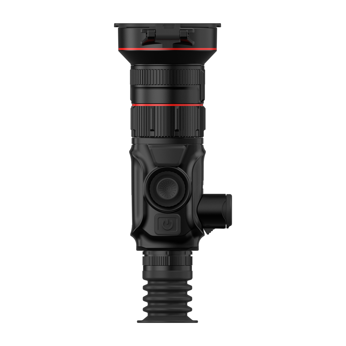 ThermTec Vidar 660 2.0 thermal compact scope, top-down view of control buttons, focus ring and eyecup