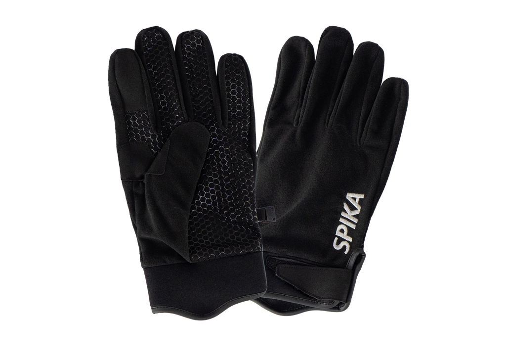 Spika Ranger men's full-finger gloves in Black, pair with silicone grip palm and SPIKA print