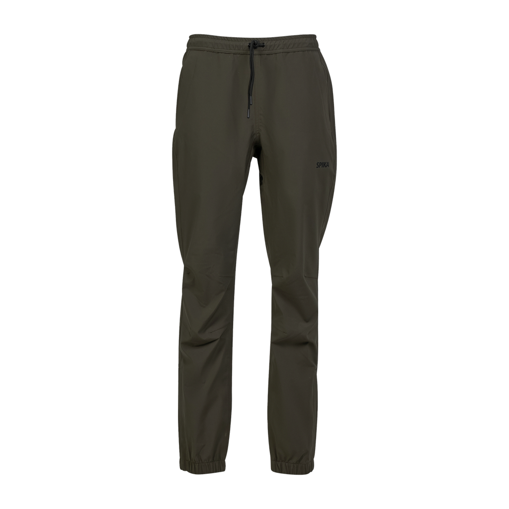 Spika Reign women's pants in Olive Summit, front view with drawcord waist and cuffed ankles