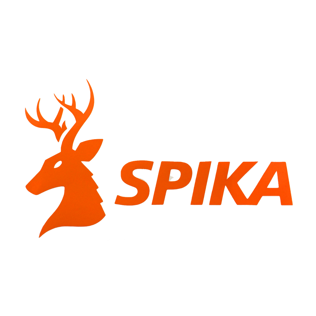 Spika small decal sticker with the orange Spika stag head logo and wordmark