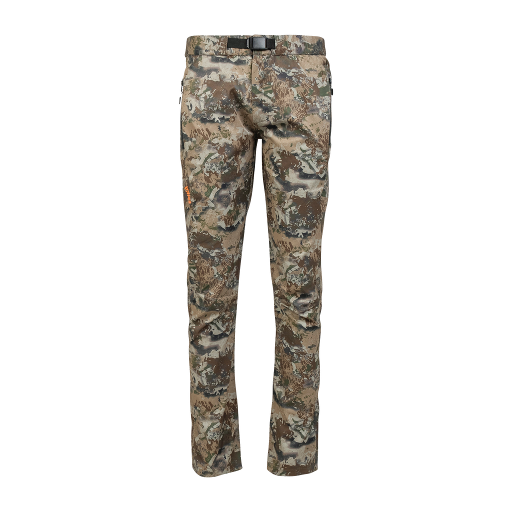 Spika Nomad men's hunting pants in Biarri Camo, front view with integrated buckle belt