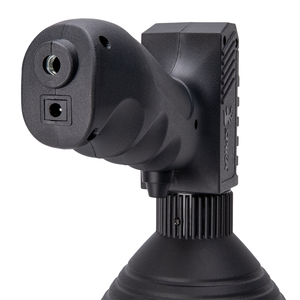 Spika Trigger Light 1200 lumen spotlight, rear of the handle showing the charging port and mount thread