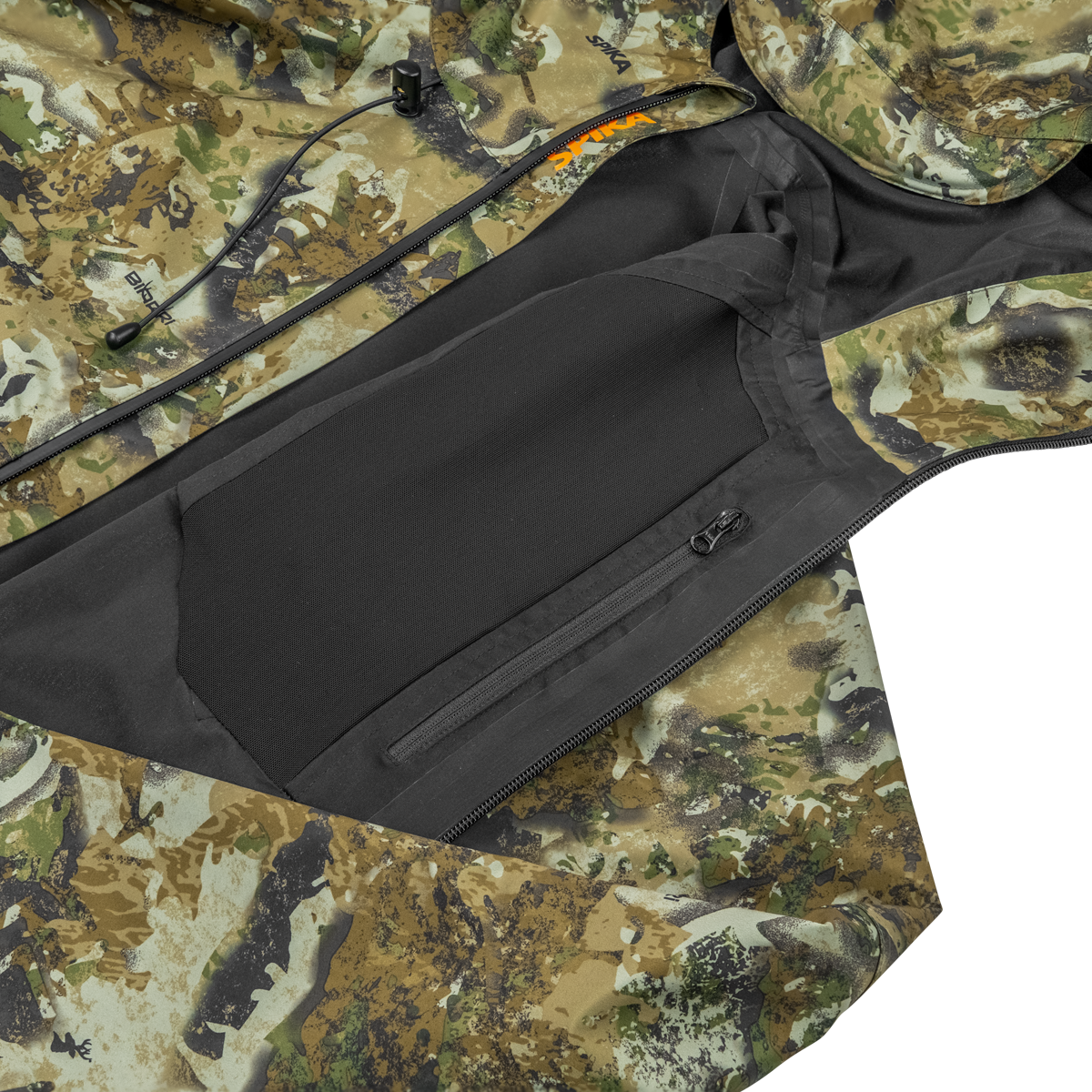 Spika Edge men's jacket open to show the black inner lining and zipped internal pocket