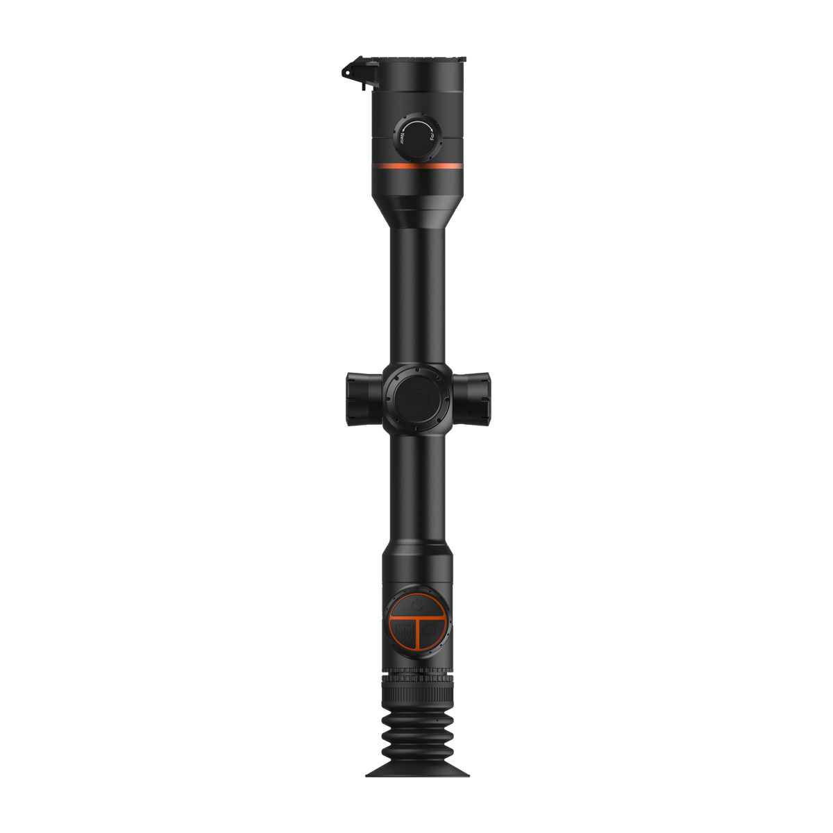 ThermTec Ares 335 2.0 thermal tube scope in black, top-down view of turrets and controls