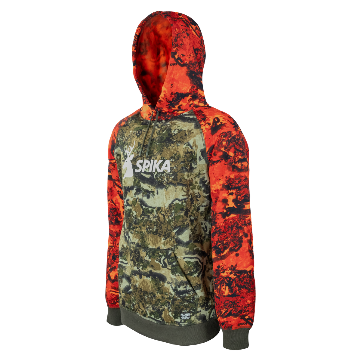 Spika GO Classic men's Biarri Blaze hoodie, three-quarter view showing hood and raglan sleeves