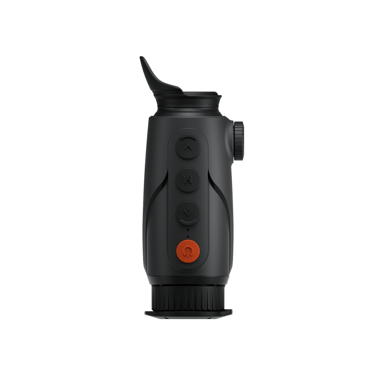 ThermTec Cyclone 625 thermal monocular, top-down view of control buttons and eyecup