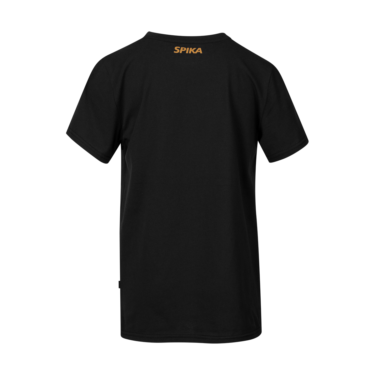 Spika GO Rogue kids' T-shirt in black, back view with small orange SPIKA logo below the neck