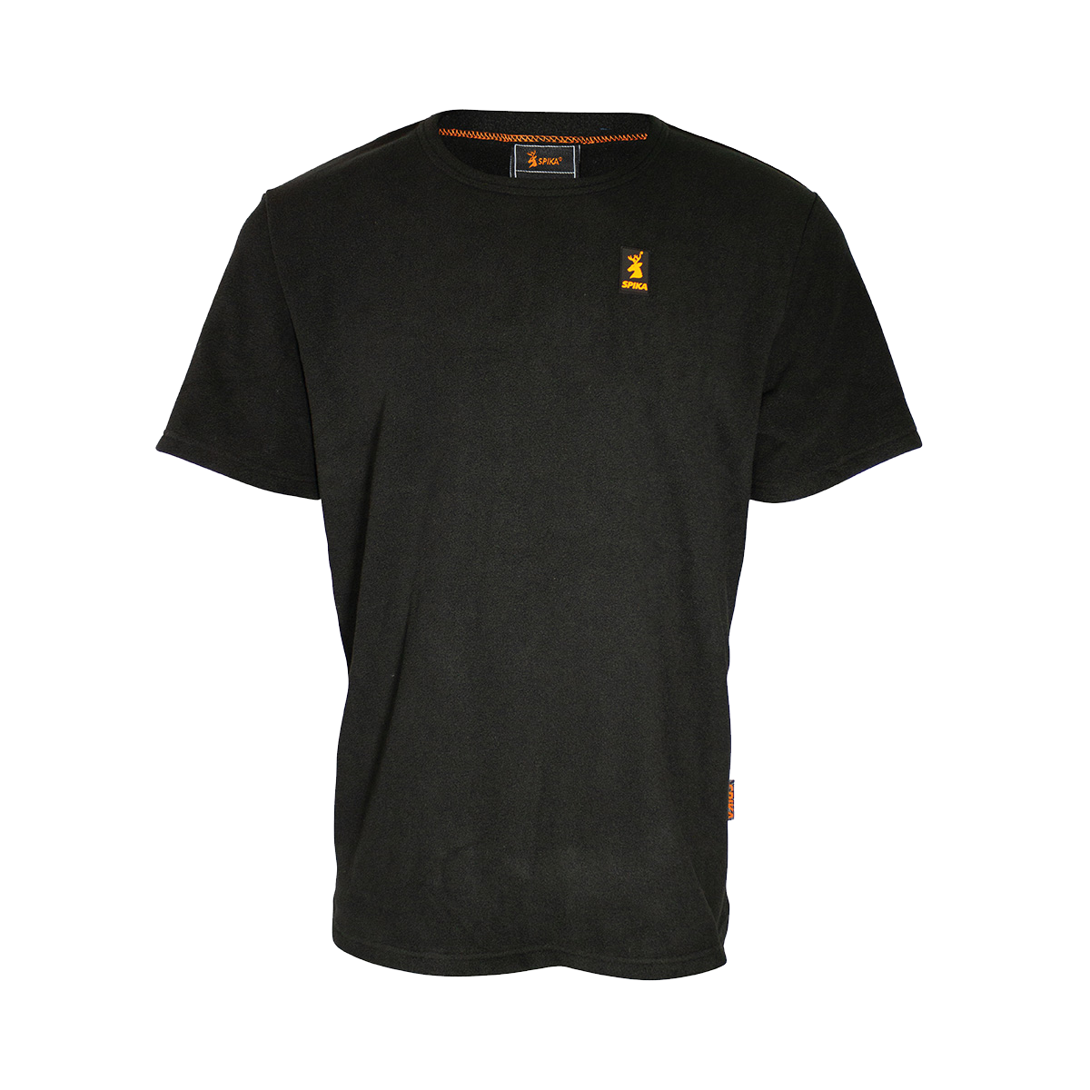 Spika kids black crew neck t-shirt with small Spika logo from the 5 Piece Box Pack, front view
