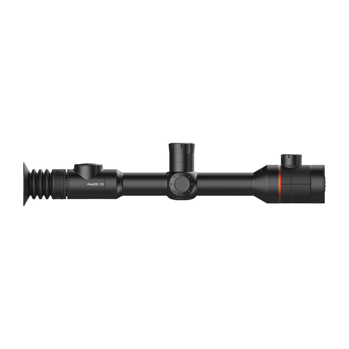 ThermTec Ares 335 2.0 thermal tube scope in black, left side profile view