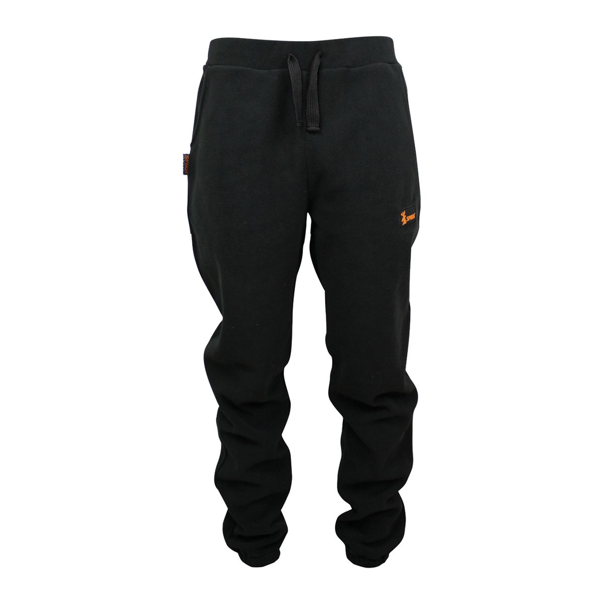 Spika kids black fleece track pants with drawstring waist from the 5 Piece Box Pack, front view