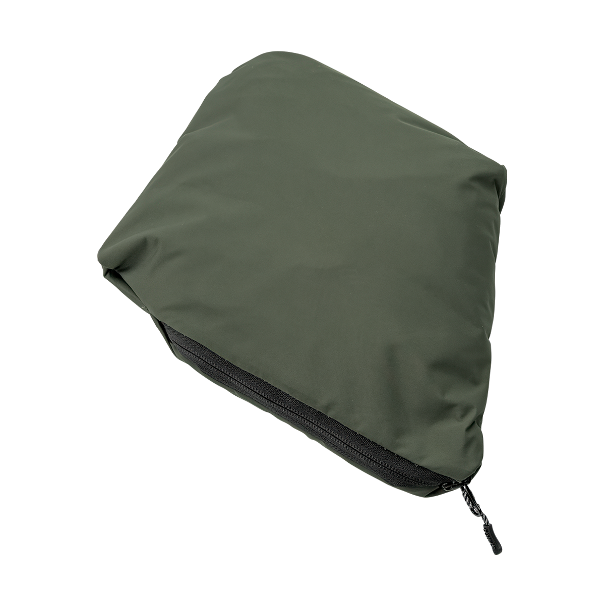 Spika Scout men's jacket in Olive, packed down into its zippered stuff pouch