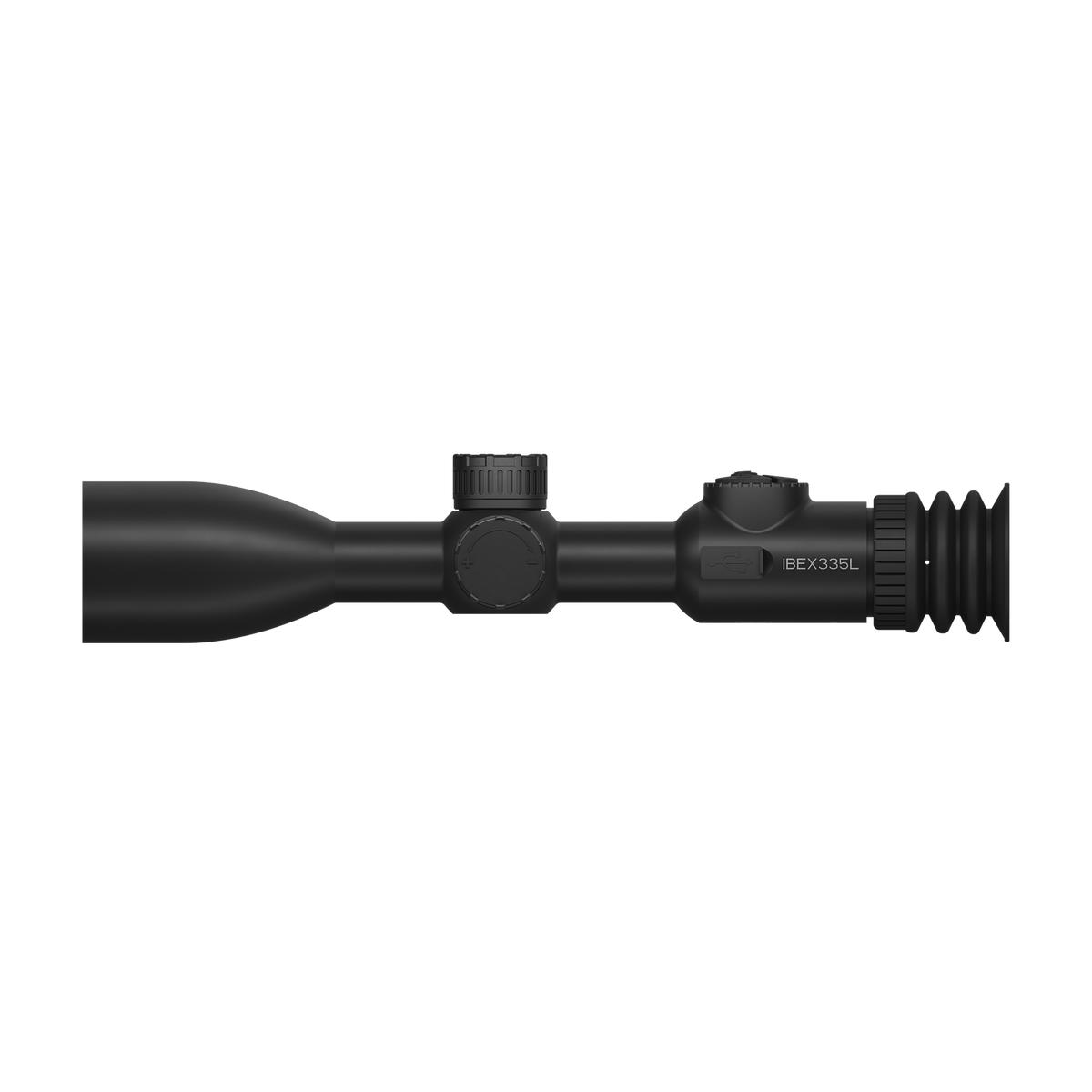 ThermTec IBEX 335L thermal tube scope in black, right side profile with model marking near eyepiece