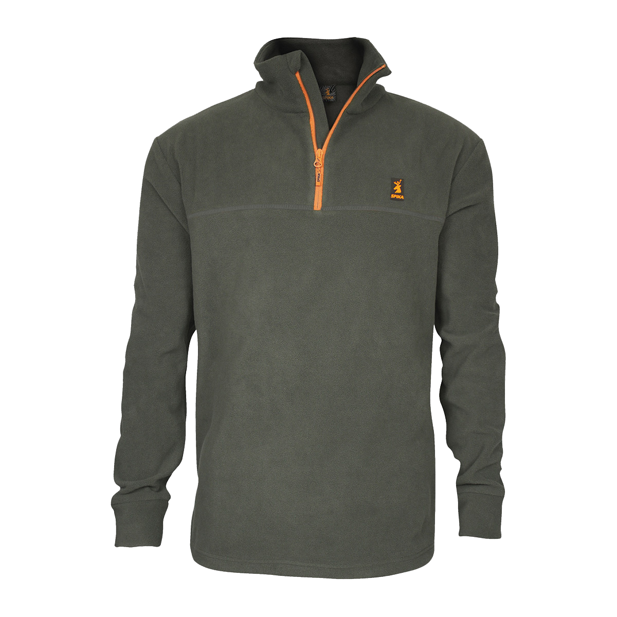Spika kids olive quarter-zip fleece jumper with orange zip from the 5 Piece Box Pack, front view