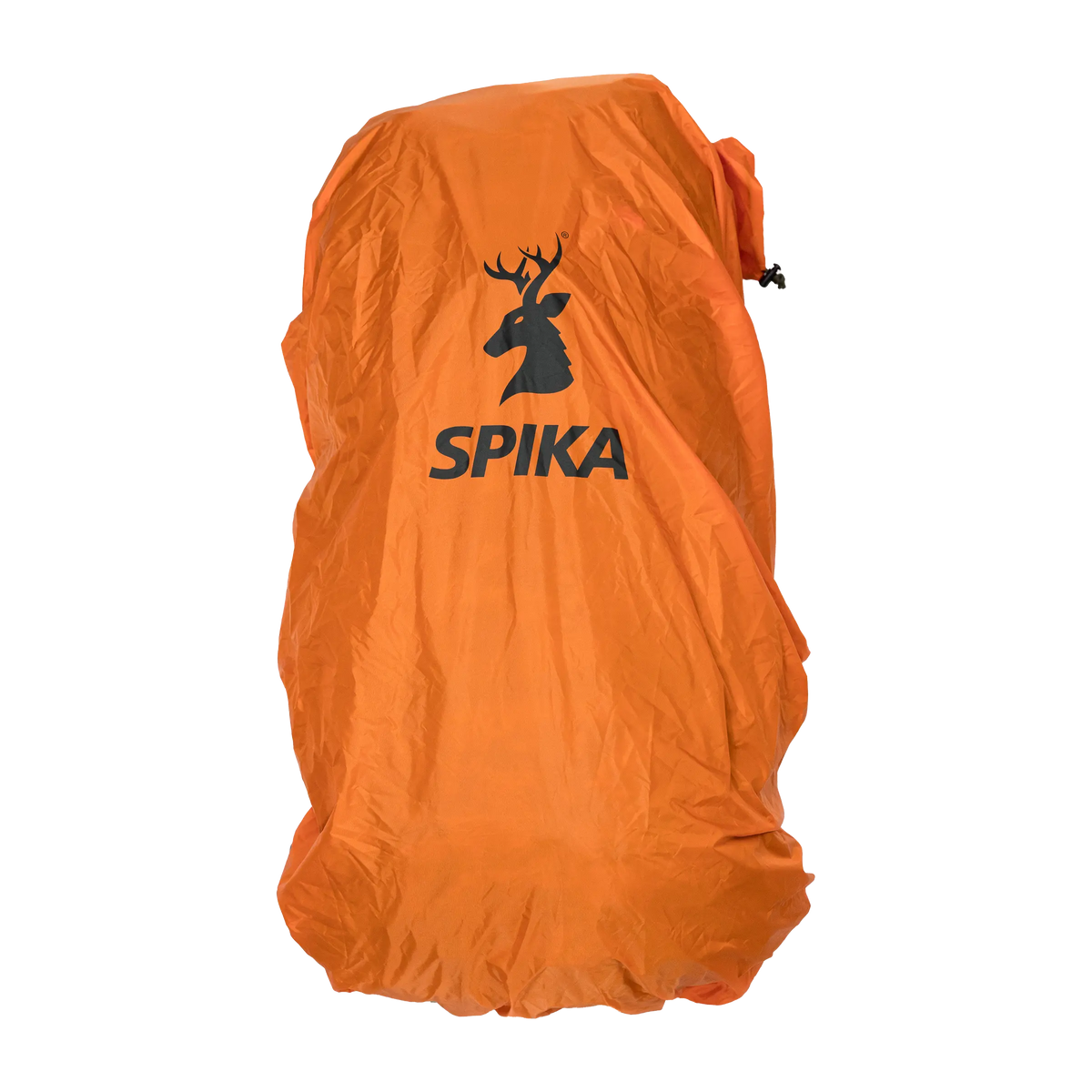 Spika Drover II Hauler 80L pack in Olive Summit option shown with the orange Spika stag logo rain cover