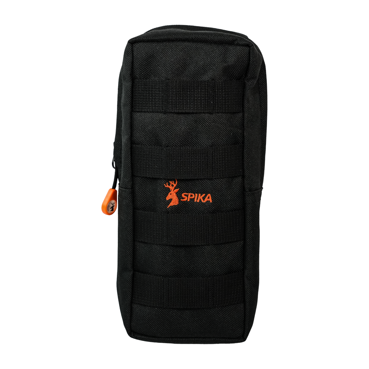 Black Spika MOLLE-style carry pouch with orange Spika logo, included with the Velocity Carbon Bipod 7-10in