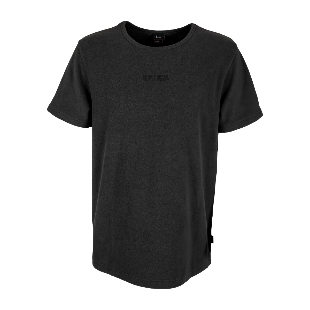 Spika Mountain men's burnout fleece t-shirt in Slate, front view with tonal SPIKA chest print
