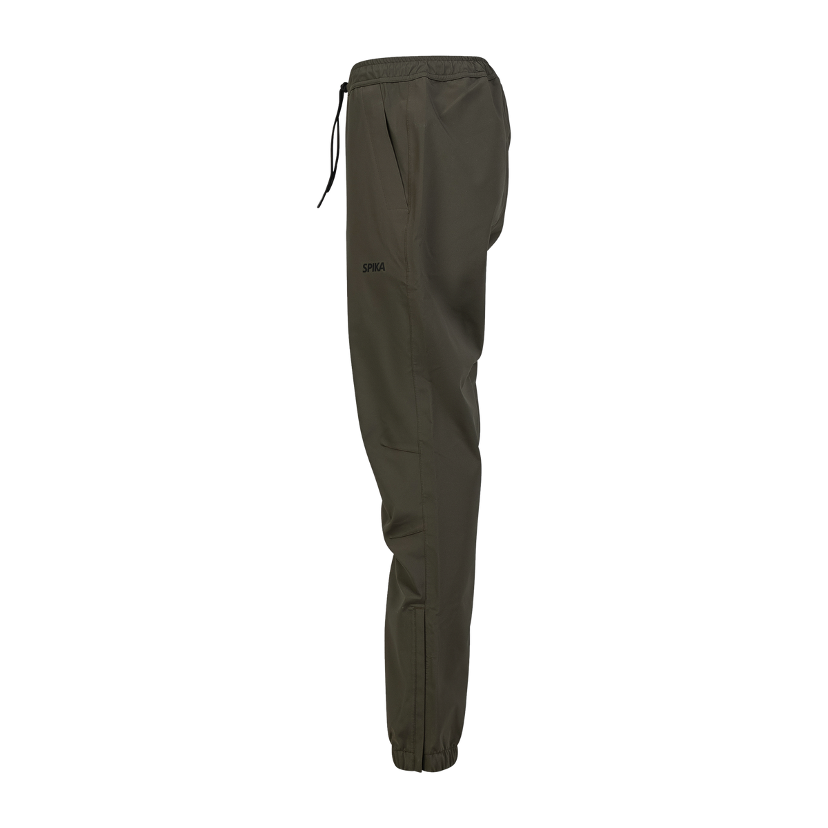 Spika Reign women's pants in Olive Summit, side profile view with elastic cuffs