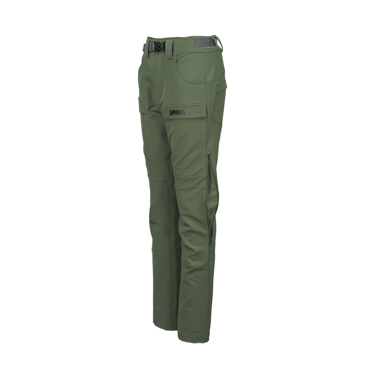 Spika Recon women's hunting pants in Ivy Green, side-angle view showing the leg vent zip