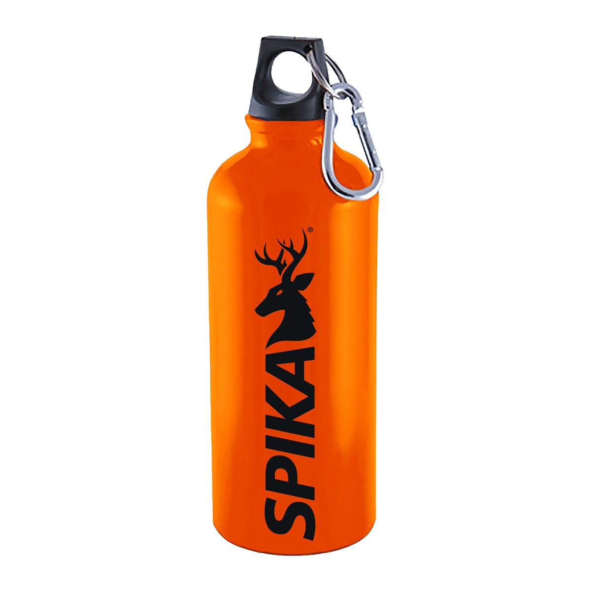 Spika orange aluminium drink bottle with carabiner clip and stag logo from the Kids Box Pack