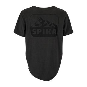 Spika Mountain men's burnout fleece t-shirt in Slate, back view with tonal mountain logo print
