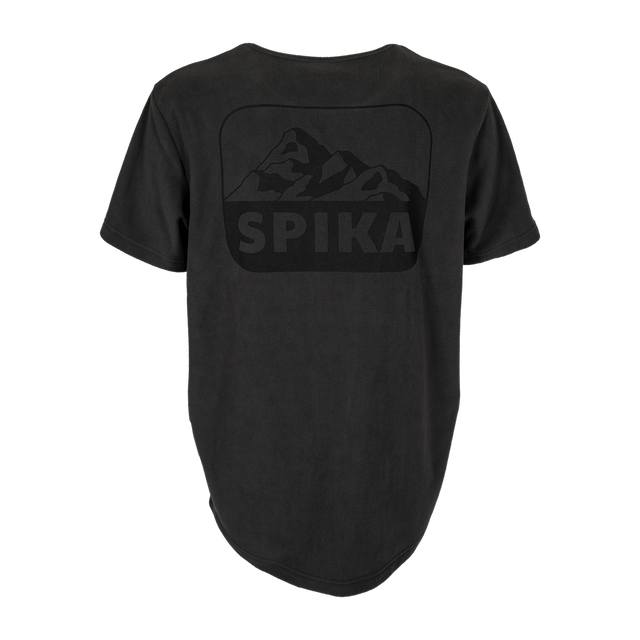 Spika Mountain men's burnout fleece t-shirt in Slate, back view with tonal mountain logo print