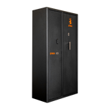 Spika SDD double door 9-gun safe, angled view from the left showing the side panel
