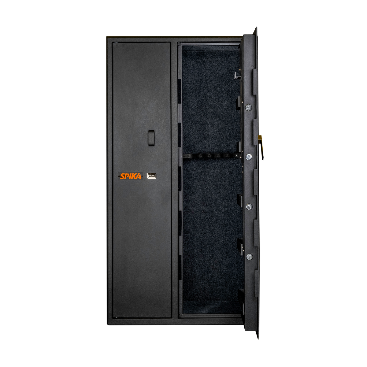 Spika SDD double door safe with right door open showing rifle rack compartment