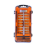 Spika gunsmith punch set with brass punches and hammer in orange-lined clear carry case