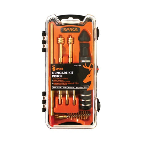Spika pistol guncare kit with brass jags, brushes and handle in clear carry case