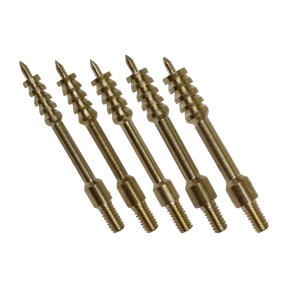 Spika spear tip jags in brass, set of five with threaded ends for cleaning rods