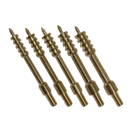 Spika spear tip jags in brass, set of five with threaded ends for cleaning rods
