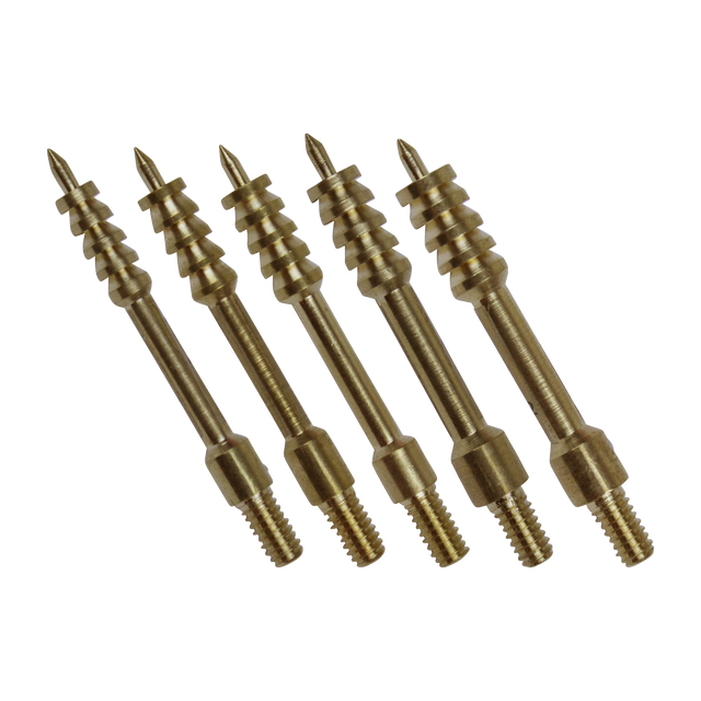 Spika spear tip jags in brass, set of five with threaded ends for cleaning rods