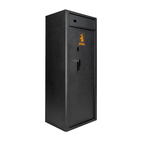 Spika S4 base range 15-gun safe, angled view from the left showing the side panel