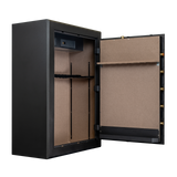 Spika SCH2 extra large 33-gun safe open at an angle showing shelves and lined door