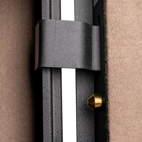 Close-up of the Spika SCH2 safe interior strap bracket and brass locking bolt