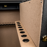 Close-up of the Spika SCH2 safe lined door with barrel rest and brass locking bolt