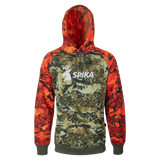 Spika GO Classic men's hoodie in Biarri Blaze, front view with blaze sleeves and white SPIKA logo