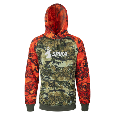 Spika GO Classic men's hoodie in Biarri Blaze, front view with blaze sleeves and white SPIKA logo