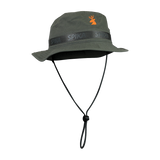 Spika Guide adult bucket hat in Olive with orange deer logo, SPIKA band and chin cord