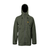 Spika Edge men's waterproof hunting jacket in Olive with hood, full zip and chest logo, front view