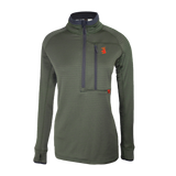 Spika Gridfleece women's half-zip top in Olive, front view with grid fleece texture and chest zip