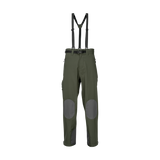 Spika Edge men's waterproof hunting pants in Olive with braces and grey knee patches, front view