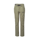 Spika Recon women's hunting pants in Dusky Green, front view with webbing belt and cargo pockets