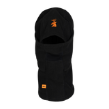 Spika Alpine adult fleece balaclava in Black, front view showing face opening and deer logo