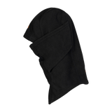 Spika Alpine adult fleece balaclava in Black, side view of the hood and fold-down face panel