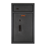 Spika S3H large pistol safe front view with top ammo compartment, key lock and handle