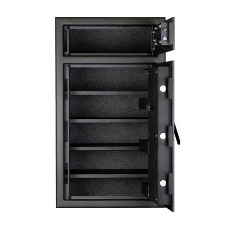 Spika S3H large pistol safe with doors open showing multiple interior shelves