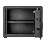 Spika SPK key pistol safe with door open showing interior shelf and locking bolts